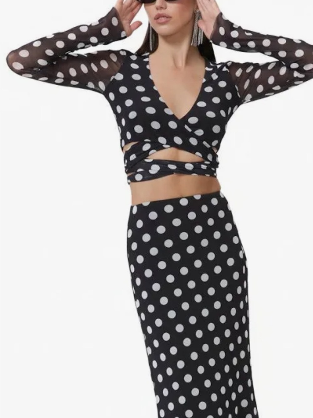 AFRM Polka Dot Wrap Crop Top
